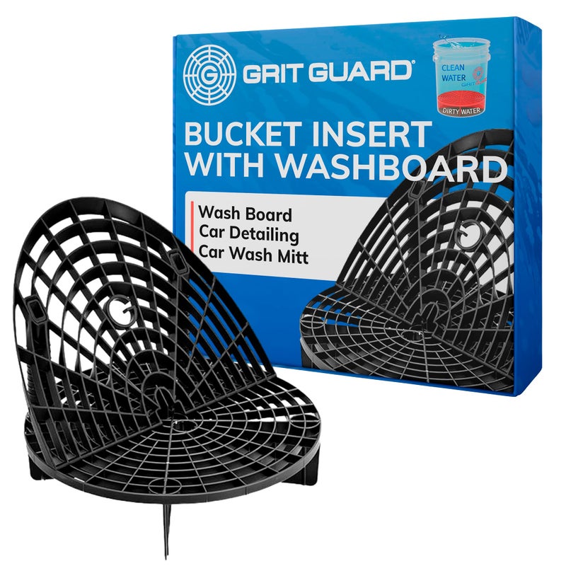 Grit Guard The Original Grit Guard Bucket Insert with Washboard Combo | Removes Dirt from Wash Mitt for Detailing | Car Wash Bucket Insert & Washboard | Black/Black - Image 1